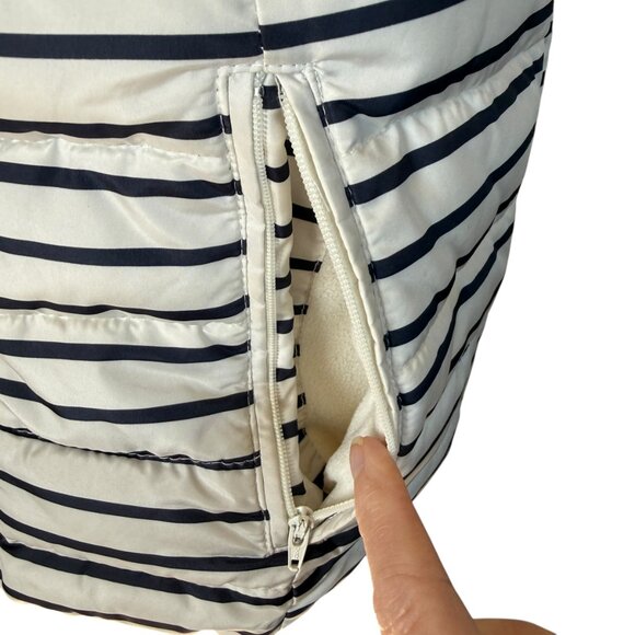 Colebrook navy blue and off white striped zip up puffer vest with pockets S - Picture 7 of 11